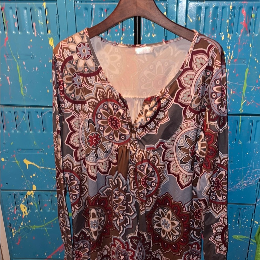 Bohemian Floral Long Sleeve Top. B331